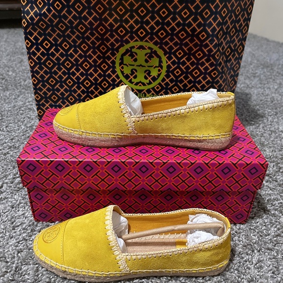 Tory Burch Color Block Flat Espadrille/Golden Crest/Natural 700 - Picture 4 of 7